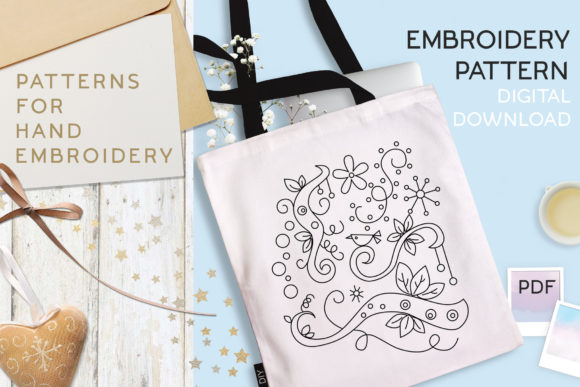 A Modern Whimsical Bird Pattern for Seasonal Hand Embroidery