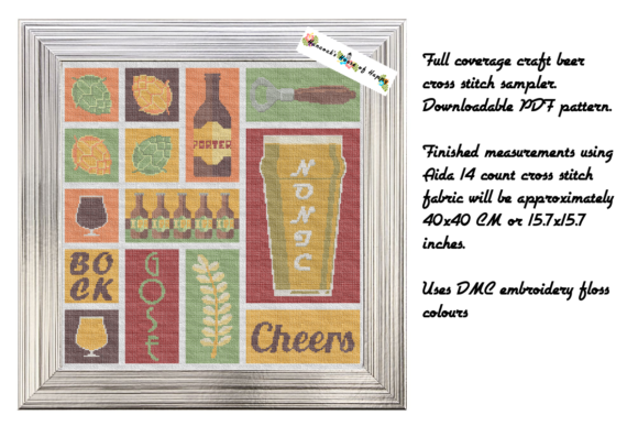 Craft Beer Cross Stitch Sampler Pattern Review for Craft Fair Creators
